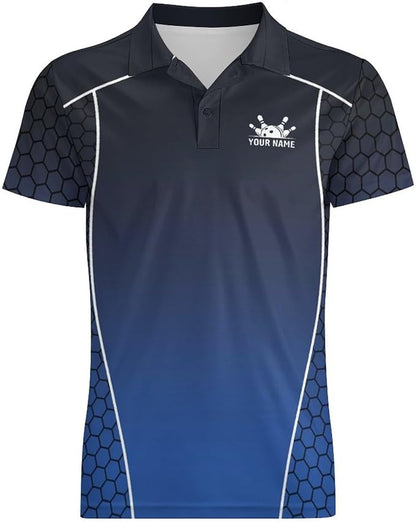 Custom Team Bowling Polo Shirt For Men, Custom Blue Bowling Shirt BZ0079