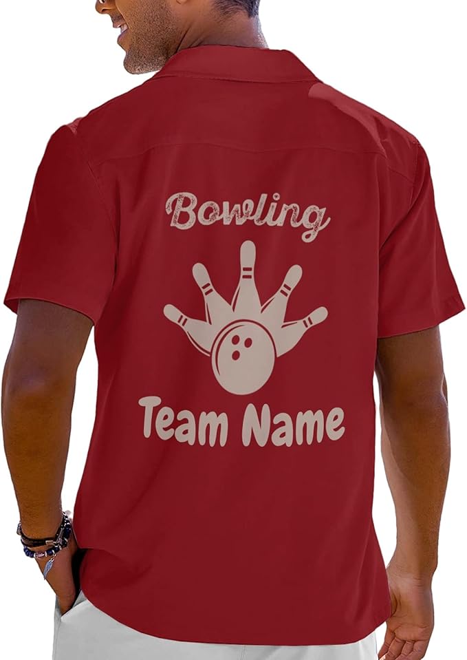 Custom Vintage Bowling Hawaiian Shirt For Men, Custom Vintage Red Bowling Team Shirt BZ0018