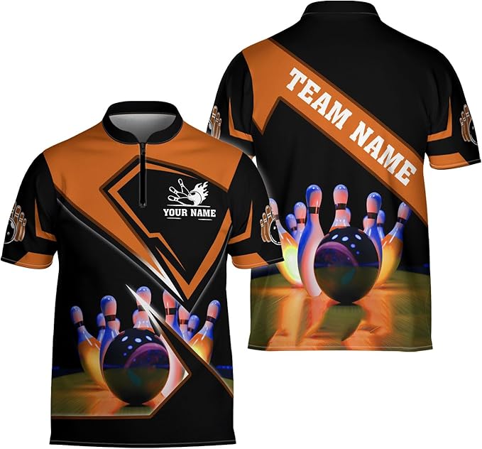 Custom Team Black And Red Bowling Jerseys Shirt For Men Women, Custom Bowling Team Shirt BZ0071