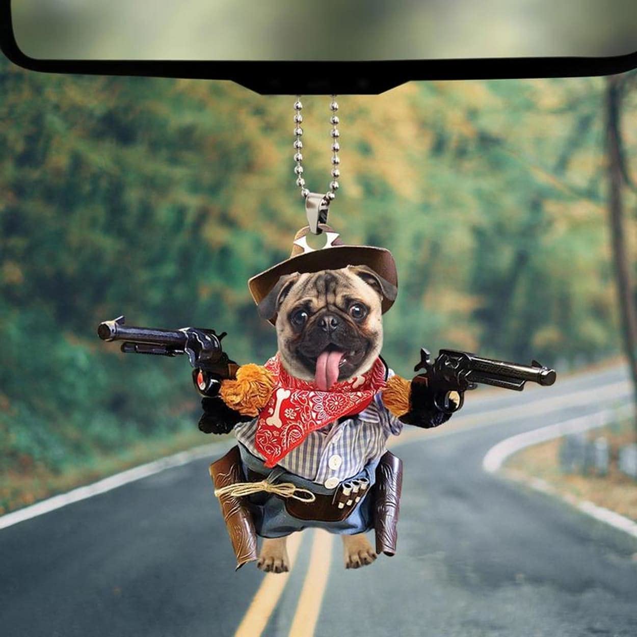 Pug Cowboy Car Hanging Ornament Dog Ornament Dog Lover Gift OO0664