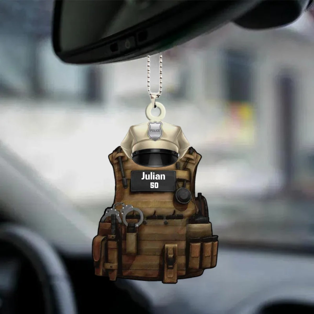 Personalized Police Car Hanging Ornament Police Bulletproof Vest With Service Cap Ornament OO0079