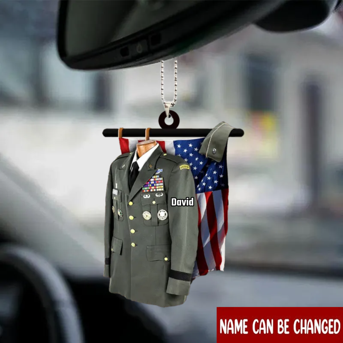 Personalized Veteran Uniform Ornament For Car, Veteran Car Hanging Decoration OO0120