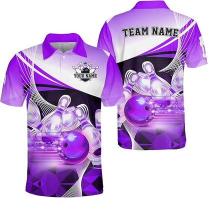 Custom Team Pink Bowling Polo Shirt For Men, Custom Bowling Shirt BZ0037