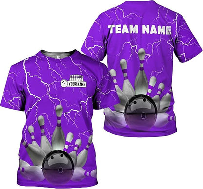 Custom Team Black Bowling T Shirt For Men And Women, Custom Thunder Bowling Team Shirt BZ0068