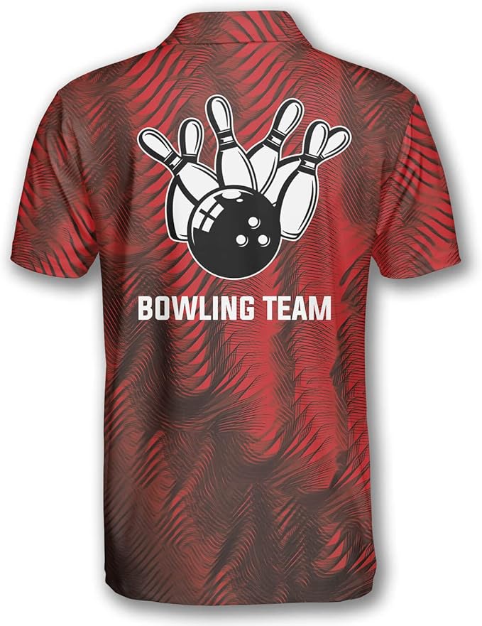 Custom Team Red Bowling Polo Shirt For Men, Custom Bowling Shirt BZ0170