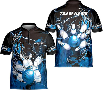 Custom Flame Bowling Jersey Shirt For Men, Custom Flame Bowling Team Shirts BZ0127