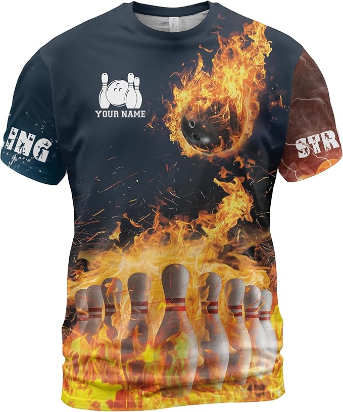 Custom Flame Bowling Jersey Shirt For Men, Custom Team Flame Bowling Shirt BZ0007