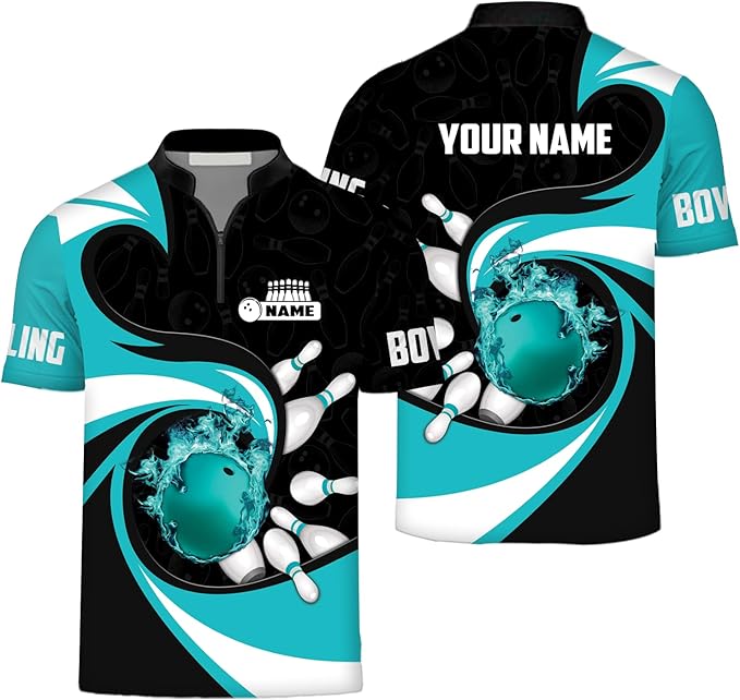 Custom Red Flame Ball Bowling Polo Shirt For Men, Custom Bowling Team Shirts BZ0181