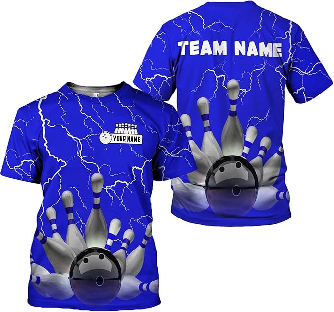 Custom Team Black Bowling T Shirt For Men And Women, Custom Thunder Bowling Team Shirt BZ0068