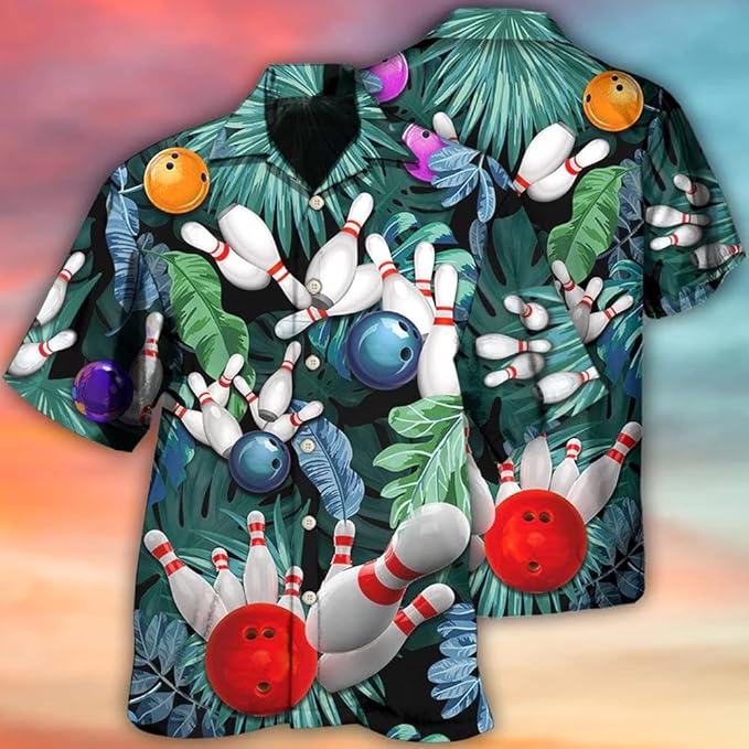 Custom Tropical Bowling Hawaiian Shirt For Men, Custom Bowling Shirt BZ0201