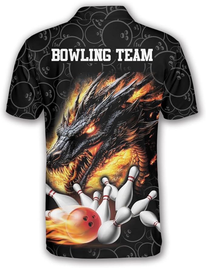 Custom Dragon Bowling Polo Shirt For Men, Custom Dragon Bowling Team Shirts BZ0045