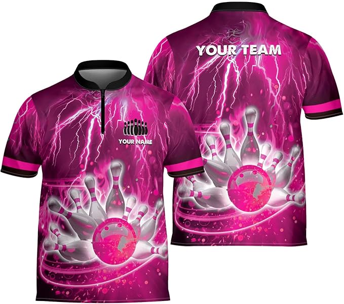 Custom Thunder Team Bowling Jerseys Shirt For Men Women, Custom Team Blue Bowling Shirt BZ0004