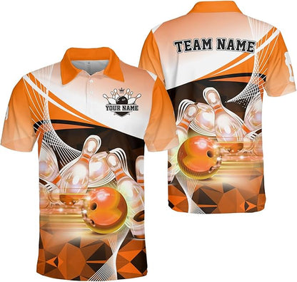 Custom Team Pink Bowling Polo Shirt For Men, Custom Bowling Shirt BZ0037