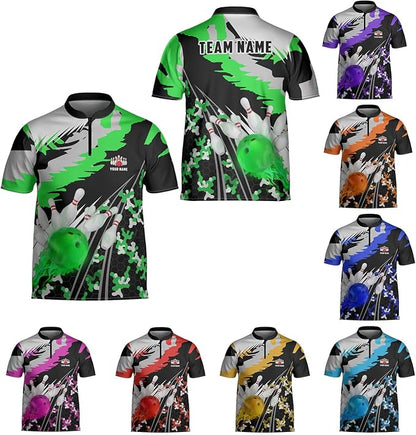 Custom Green Team  Bowling Jerseys Shirt For Men And Women, Custom Camo Bowling Team Shirts BZ0168