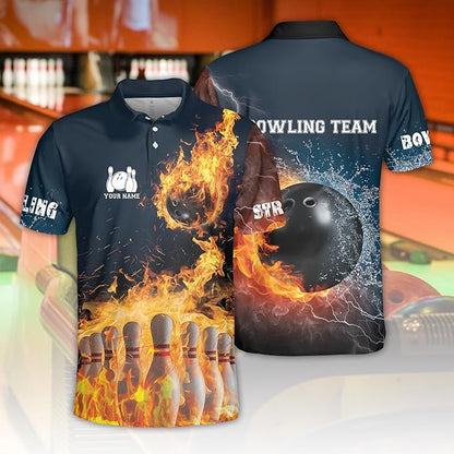 Custom Flame Bowling Jersey Shirt For Men, Custom Team Flame Bowling Shirt BZ0007