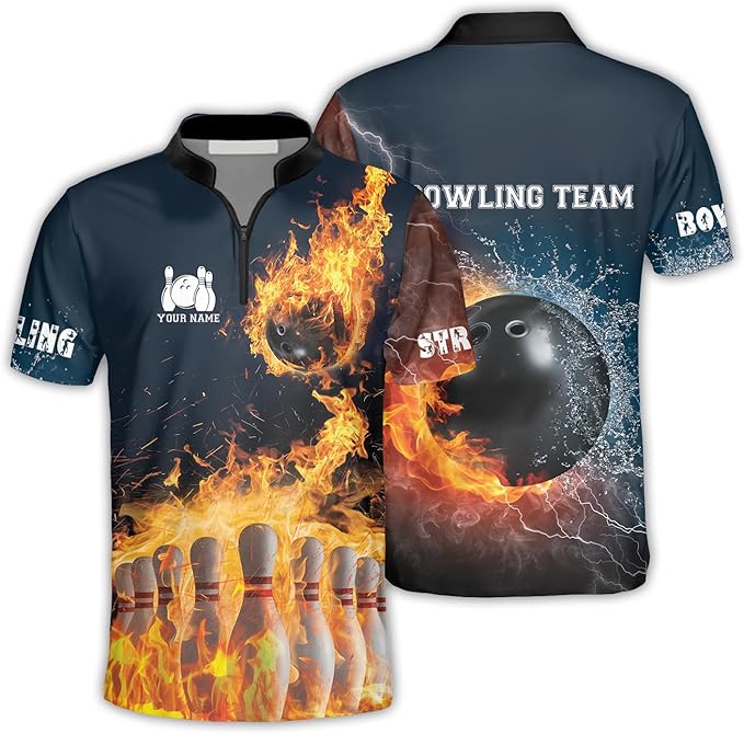 Custom Flame Bowling Jersey Shirt For Men, Custom Team Flame Bowling Shirt BZ0007