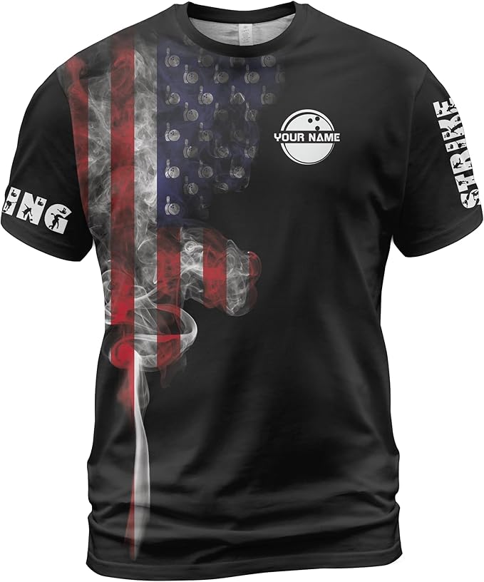 Custom American Flag Bowling Jersey Shirt For Men, Custom Patriotic Bowling Team Shirts BZ0048