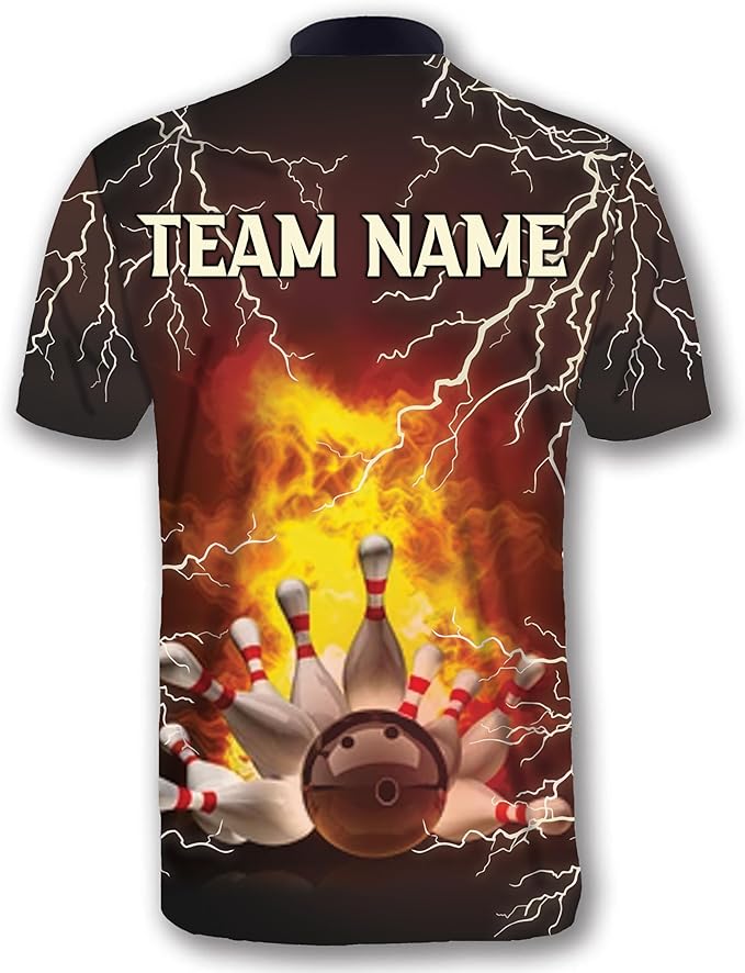 Custom Flame Bowling Jersey Shirt For Men, Custom Team Flame Bowling Shirt BZ0126