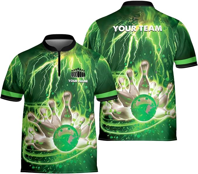 Custom Thunder Team Bowling Jerseys Shirt For Men Women, Custom Team Blue Bowling Shirt BZ0004