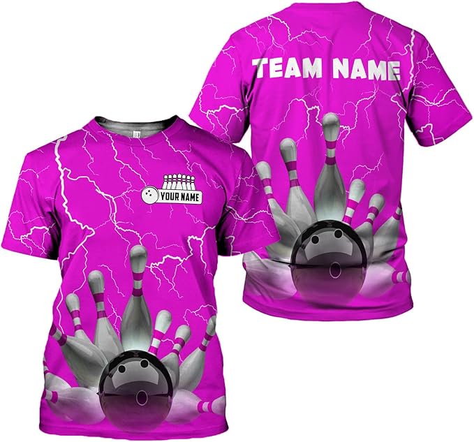 Custom Team Black Bowling T Shirt For Men And Women, Custom Thunder Bowling Team Shirt BZ0068