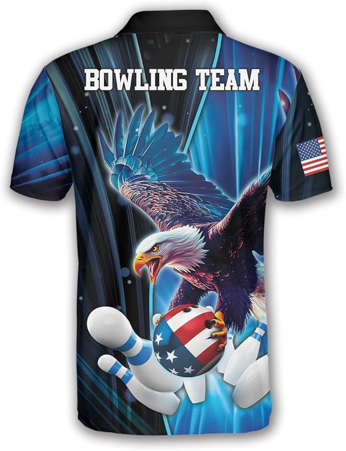 Custom American Eagles Bowling Polo Shirt For Men, Custom Eagles Bowling Team Shirts BZ0103