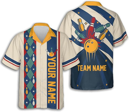 Custom Retro Bowling Hawaiian Shirt For Men Women, Custom Team Red Retro Bowling Shirt HB0171