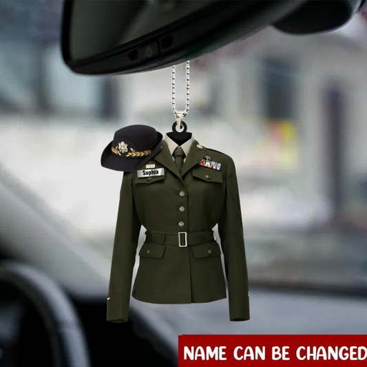 Female Army Uniform Personalized Acrylic Ornament, Female Army Car Ornament OO0069