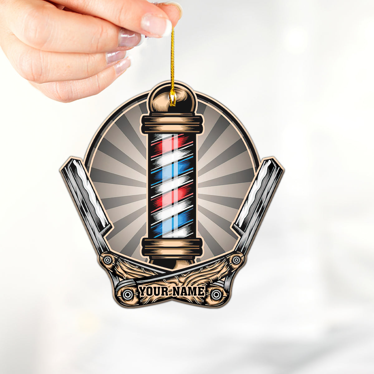 Barber Logo Barber Shop Custom Shaped Ornament Christmas Gift For Barber OO1665