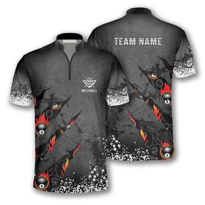 8 Ball Paint Splash Custom Billiard Jerseys for Men, Personalized Team Name Team Billiard Shirt SO0530