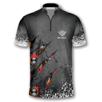 8 Ball Paint Splash Custom Billiard Jerseys for Men, Personalized Team Name Team Billiard Shirt SO0530