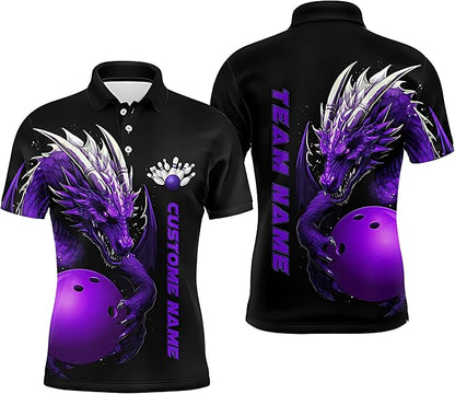 Custom Dragon Bowling Polo Shirt For Women, Custom Women's Dragon Bowling Team Shirts BZ0046