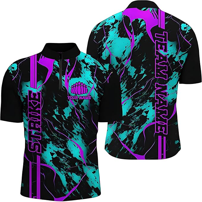 Custom Black Team Bowling Jersey For Men, Custom Team Bowling Shirt BZ0036