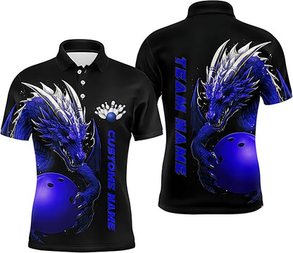 Custom Dragon Bowling Polo Shirt For Women, Custom Women's Dragon Bowling Team Shirts BZ0046