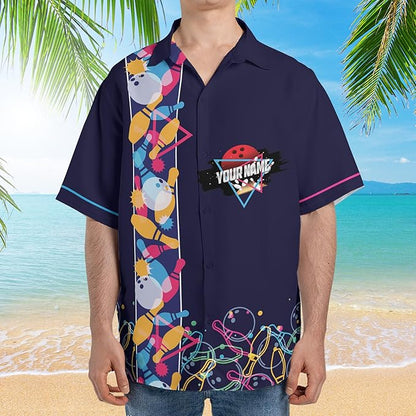 Custom Sometimes I Can Almost Hear The Ten Pin Laughing Bowling Hawaiian Shirt For Men And Women, Custom Blue Funny Bowling Shirt BZ0112