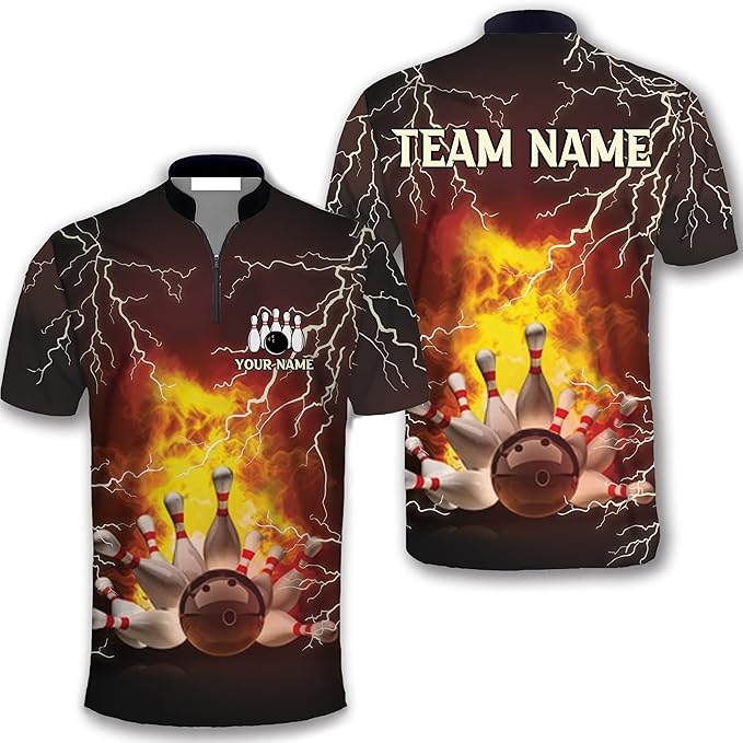 Custom Flame Bowling Jersey Shirt For Men, Custom Team Flame Bowling Shirt BZ0126