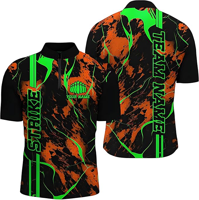 Custom Black Team Bowling Jersey For Men, Custom Team Bowling Shirt BZ0036