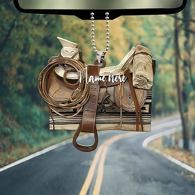 Personalized Vintage Horse Saddle Car Hanging Ornament OO0108