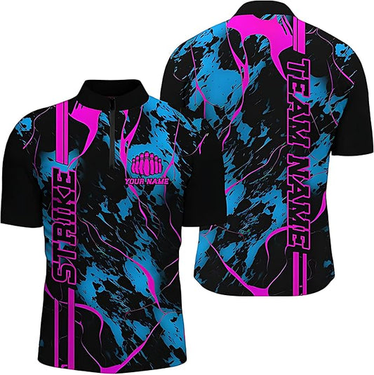 Custom Black Team Bowling Jersey For Men, Custom Team Bowling Shirt BZ0036