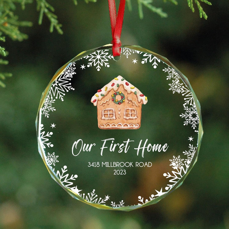 Personalized Our First Home Ornament, Custom Address New Home Ornament, Christmas Tree Decoration, Housewarming Christmas Gift, Crystal Ornament OA0001