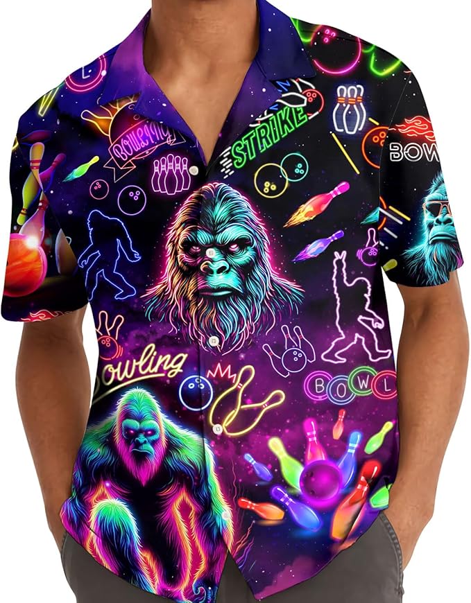 Bigfoot Bowling Hawaiian Shirt For Men, Tropical Bowling Shirt BZ0204