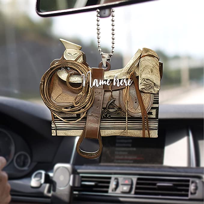 Personalized Vintage Horse Saddle Car Hanging Ornament OO0108