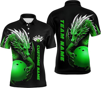 Custom Dragon Bowling Polo Shirt For Women, Custom Women's Dragon Bowling Team Shirts BZ0046