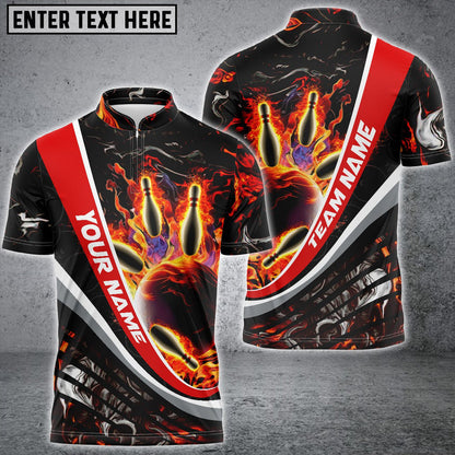 Custom Red Flame Bowling Jersey Shirt For Men, Custom Flame Bowling Team Shirt SO0603