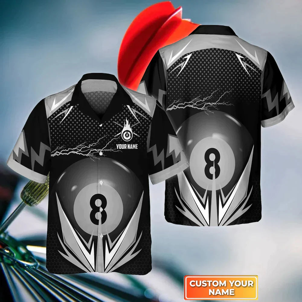 8 Ball Pool Thunder Billiard Player 3D Hawaiian Shirt For Team, Gift For Billiard Players HO4130