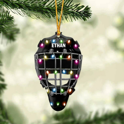 Version 3 Ice Hockey Helmet With Cage - Personalized Christmas Ornament - Gifts For Ice Hockey Lovers OO1809