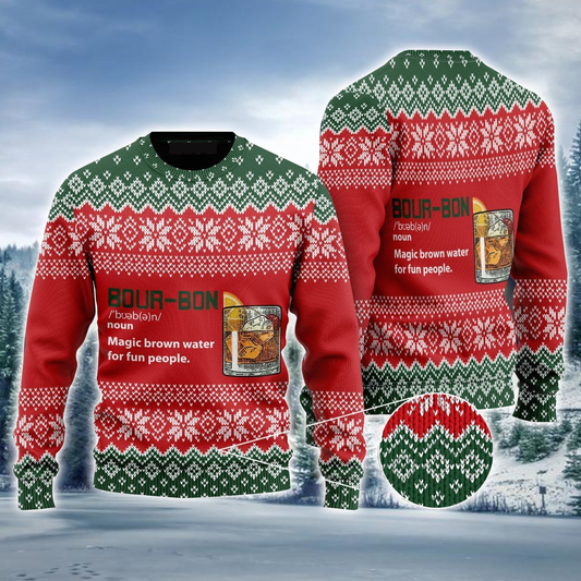 Bourbon Ugly Sweater, Christmas Pattern Ugly Sweater, Magic Water Ugly Sweater For Men & Women - Perfect Gift For Christmas, Bourbon Lovers SO0601