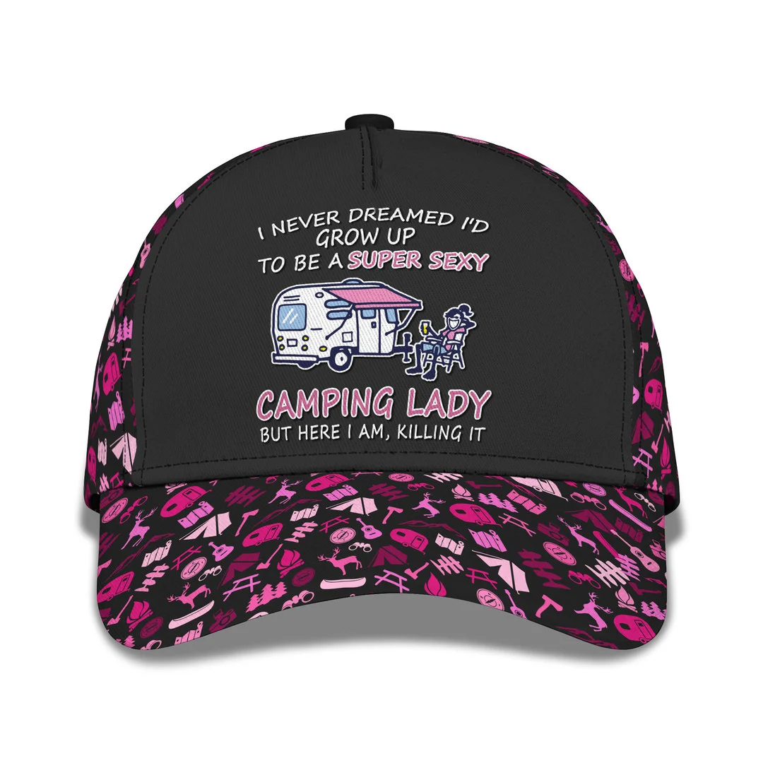 Camping Pattern Cap Super Sexy Camping Lady Baseball Cap Funny Camping Classic Cap CA0367