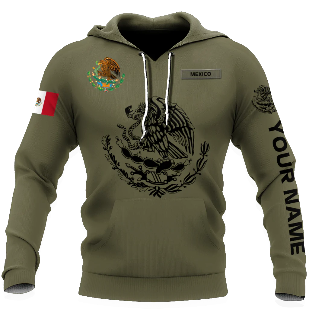 Customized With Name 3D Mexican Hoodie, Mexican Eagle Snake On Hoodies, Mexico Hoodie SO0469