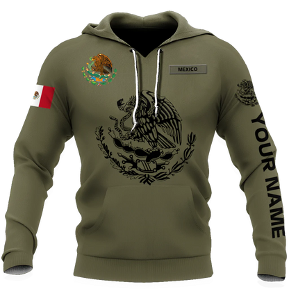 Customized With Name 3D Mexican Hoodie, Mexican Eagle Snake On Hoodies, Mexico Hoodie SO0469