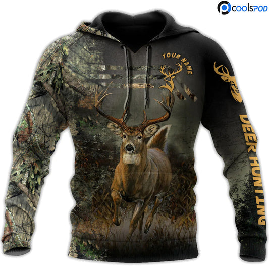 Deer Hunting Camo Hoodie, Deer Print On Hoodie Men, Best Hunter Hoodie, Gift For Dad Hunting SO0508